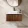 Sorrento Fluted Black Walnut Wall Hung Drawer Vanity with Marble Top & Reno Basin 800mm