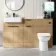Sicily Fluted Country Oak Combination Vanity Basin and Aruba Toilet 1500mm - Black Accents