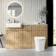 Sicily Fluted Country Oak Combination Vanity Basin with Marble Top & Tucson Toilet 1500mm - Chrome Handles