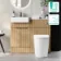Sicily Fluted Country Oak Combination Vanity Basin with Marble Top & Utah Comfort Height Toilet 1000mm - Chrome Handles