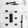 Galway Premium Matt Black Square Thermostatic Set - 200mm Head, Hand Shower & Body Jets