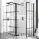 Munich Matt Black Grid 8mm Walk In Shower Enclosure 1400mm & 800mm Glass with Pivotal Return Panel