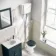 Hudson Traditional Toilet With High-Level Cistern and Inky Blue Wooden Seat