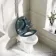 Hudson Traditional High-Level Toilet With Inky Blue Seat & Pedestal Basin - Double Tap Hole