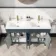 Bermuda Inky Blue Double Basin Vanity 1200mm - Brushed Brass Accents