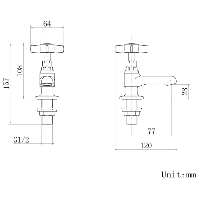 Nene Traditional Chrome Hot & Cold Basin Taps