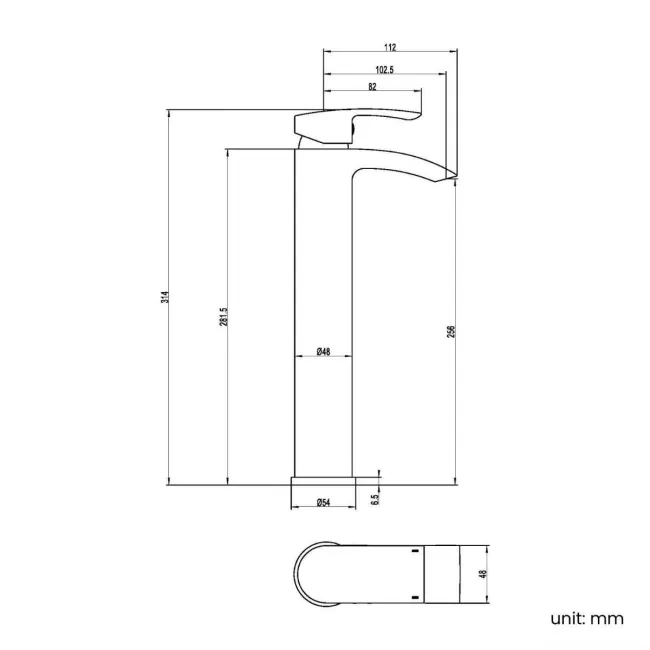 Severn Matt Black High Rise Basin Mixer Tap