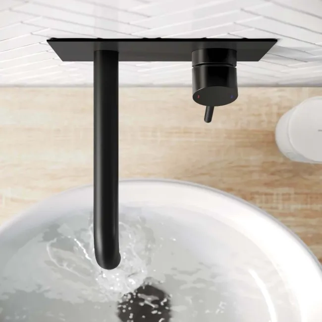 Trent Matt Black Wall Mounted Basin Mixer Tap