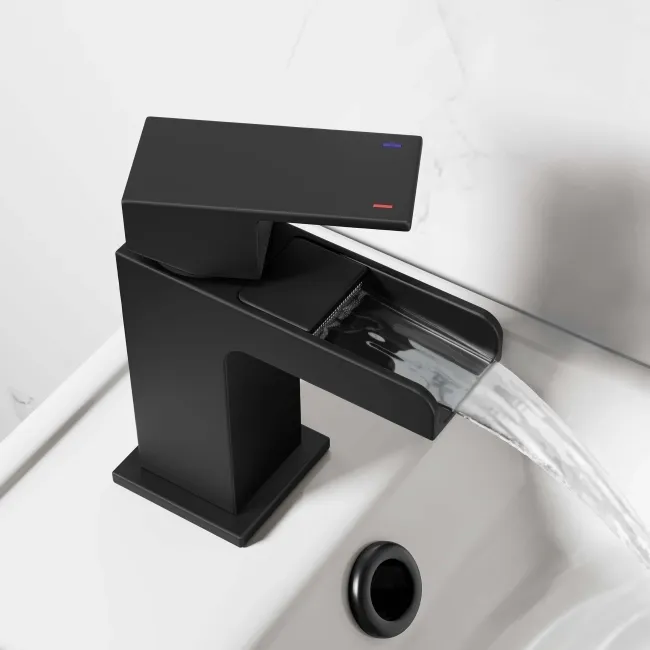 Avon Matt Black Waterfall Cloakroom Basin Mixer Tap
