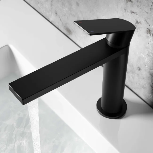 Tees Matt Black Basin Mixer Tap