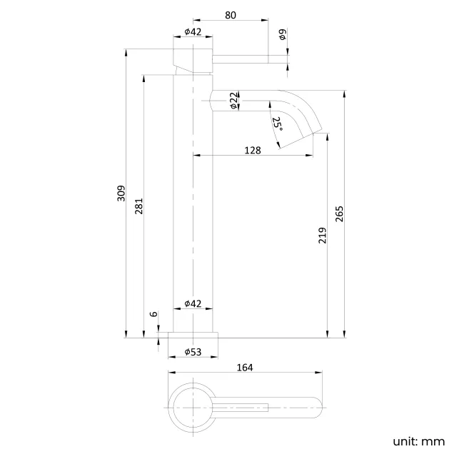 Selma Brushed Brass High Rise Basin Mixer Tap
