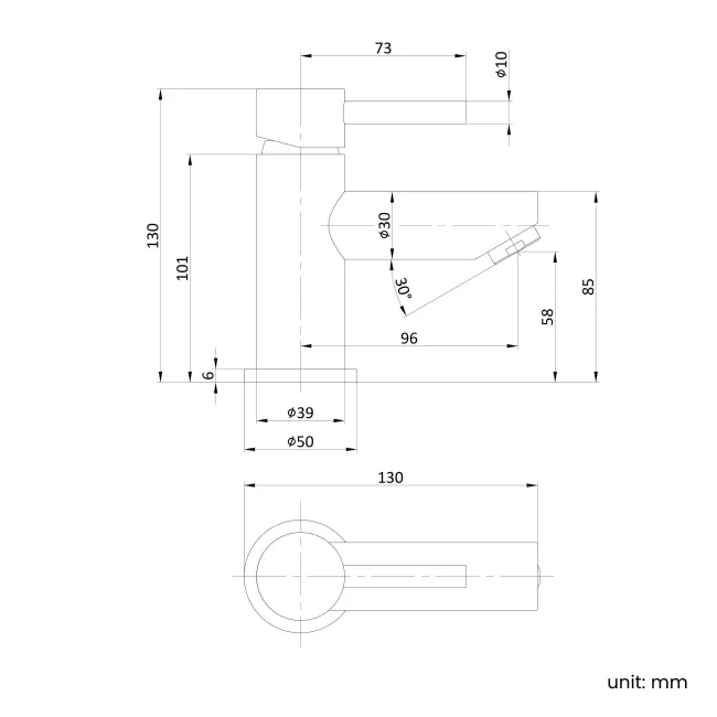 Wye Brushed Brass Cloakroom Basin Mixer Tap