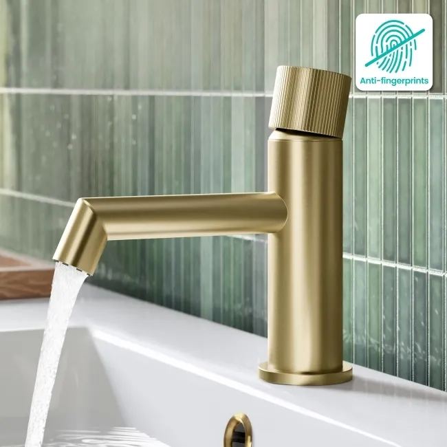 Ennis Brushed Brass Basin Mixer Tap with Knurled Detailing