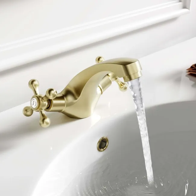 Bray Traditional Brushed Brass Basin Mixer Tap