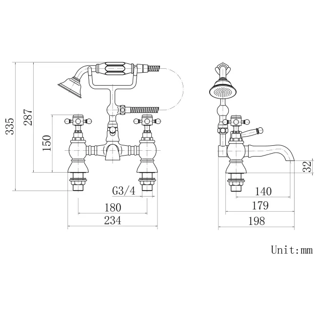 Thames Traditional Chrome Bath Shower Mixer Tap