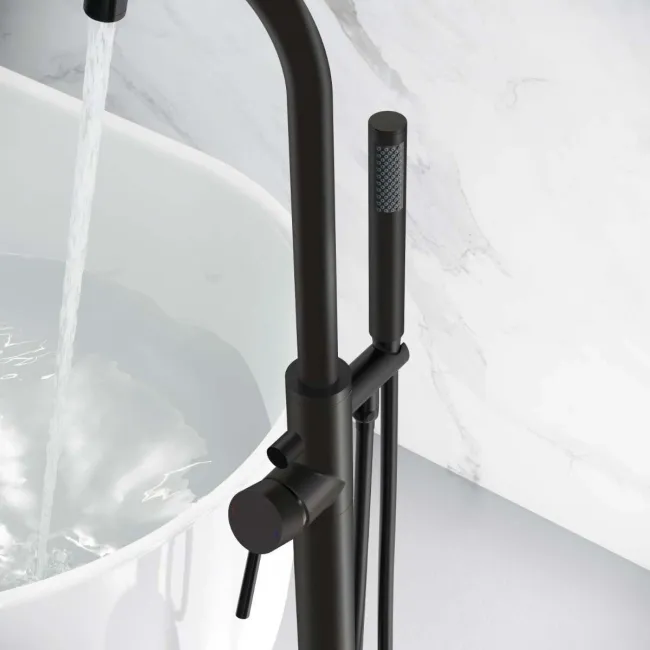 Trent Matt Black Freestanding Bath Shower Mixer Tap