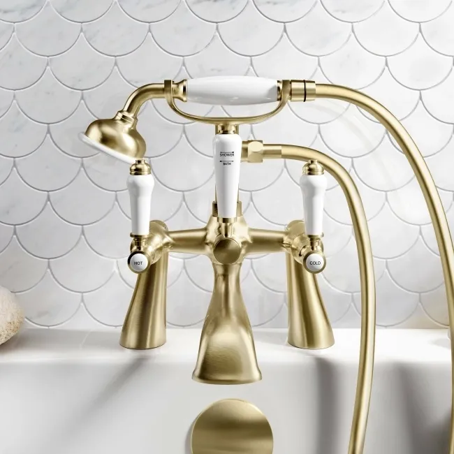Cherwell Traditional Brushed Brass Bath Shower Mixer Tap