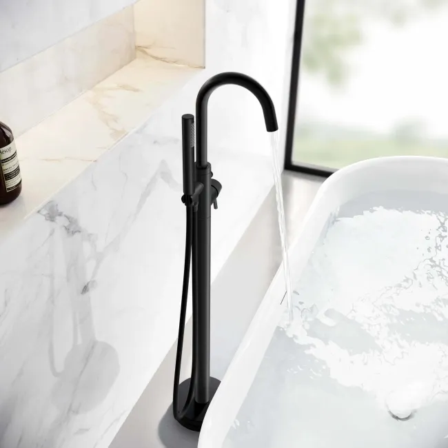 Selma Matt Black Freestanding Bath Shower Mixer Tap