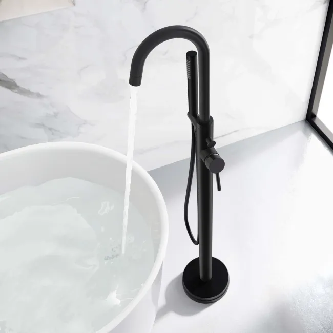 Selma Matt Black Freestanding Bath Shower Mixer Tap