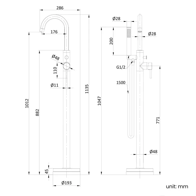 Selma Matt Black Freestanding Bath Shower Mixer Tap
