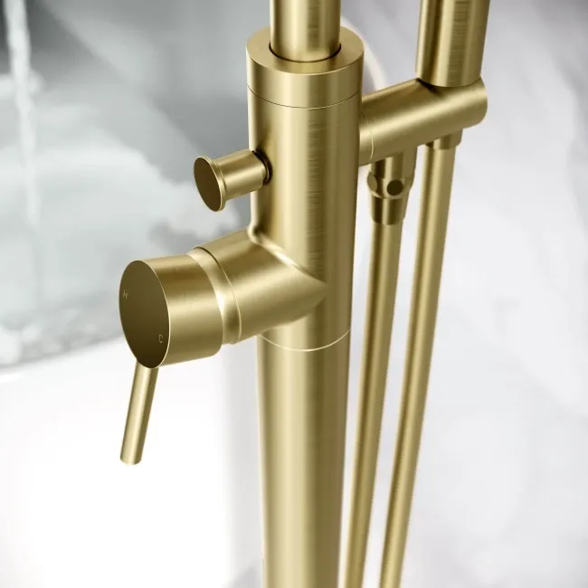 Selma Brushed Brass Freestanding Bath Shower Mixer Tap