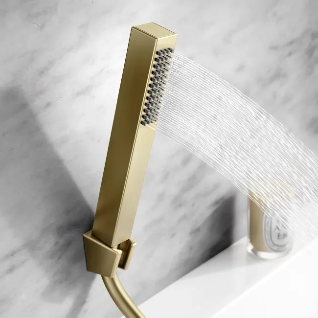 Ribble Brushed Brass Bath Filler & Handheld Shower