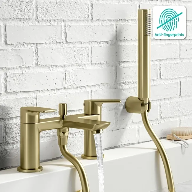 Lusk Brushed Brass Bath Filler & Handheld Shower