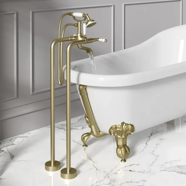 Beauly Brushed Brass Freestanding Bath Shower Mixer Tap