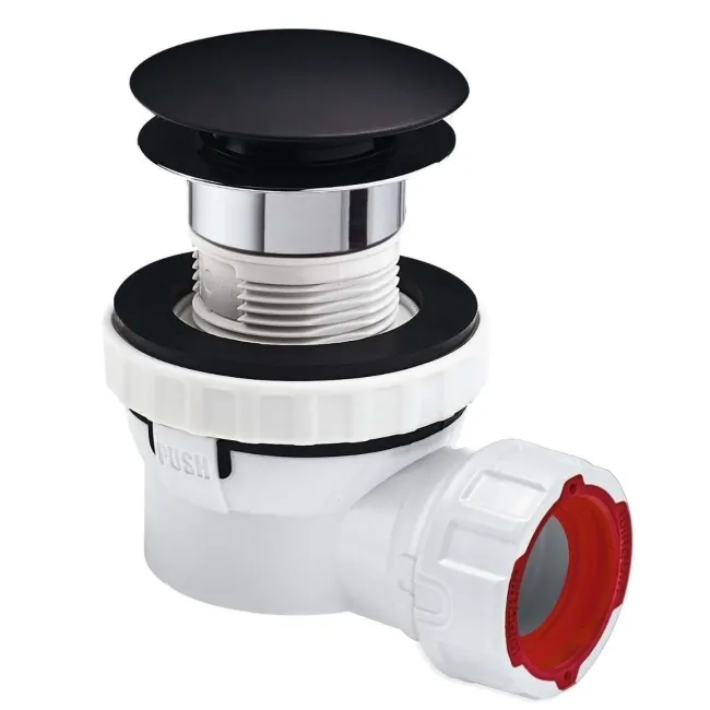 Wirquin Matt Black Dome Nano 6.7 Quick Clac All In One Basin Waste & Trap