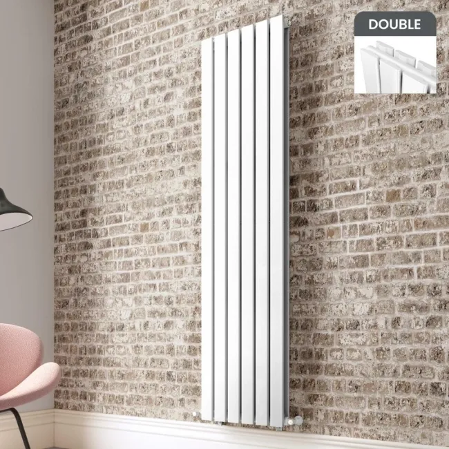 Faro White Double Flat Panel Vertical Radiator 1800x420mm