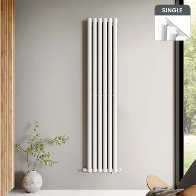 Marbella White Single Oval Panel Radiator 1800x360mm