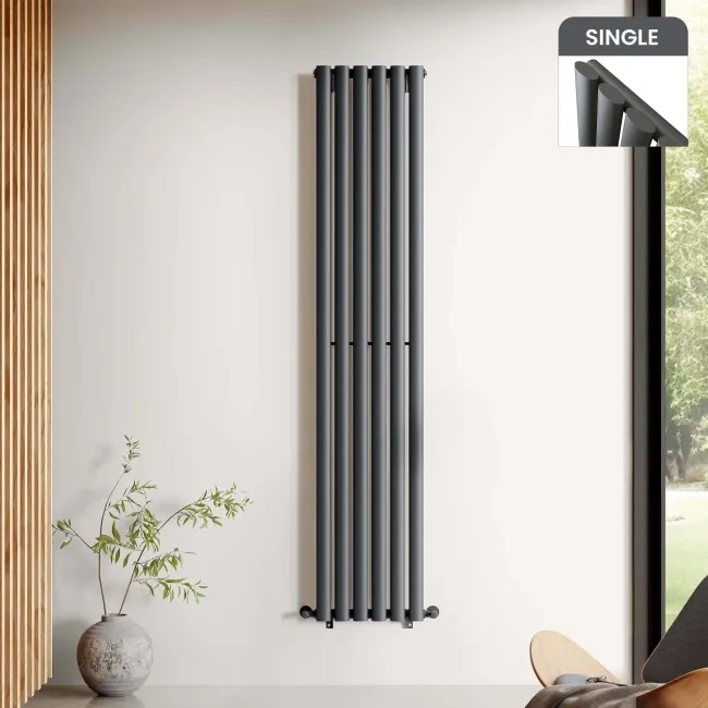Marbella Anthracite Single Oval Panel Radiator 1800x360mm