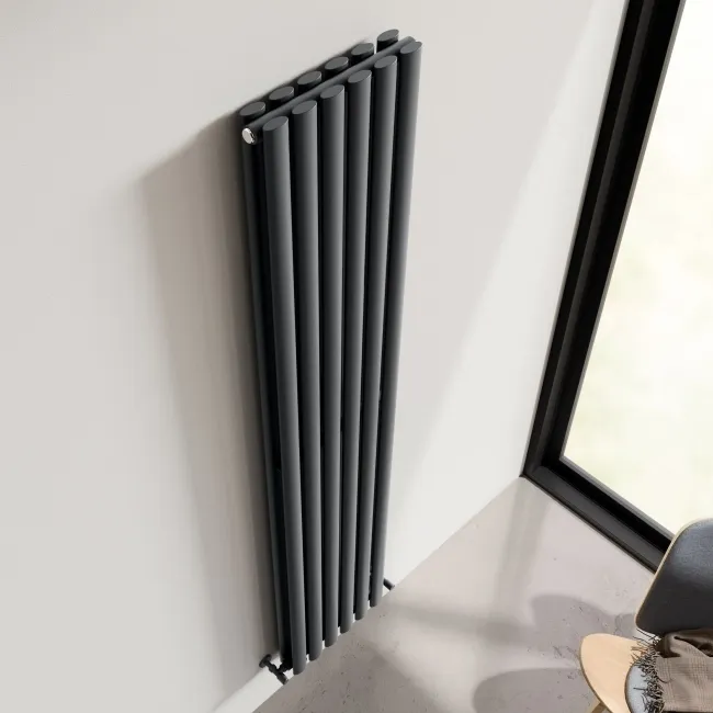 Marbella Anthracite Double Oval Panel Radiator 1800x360mm