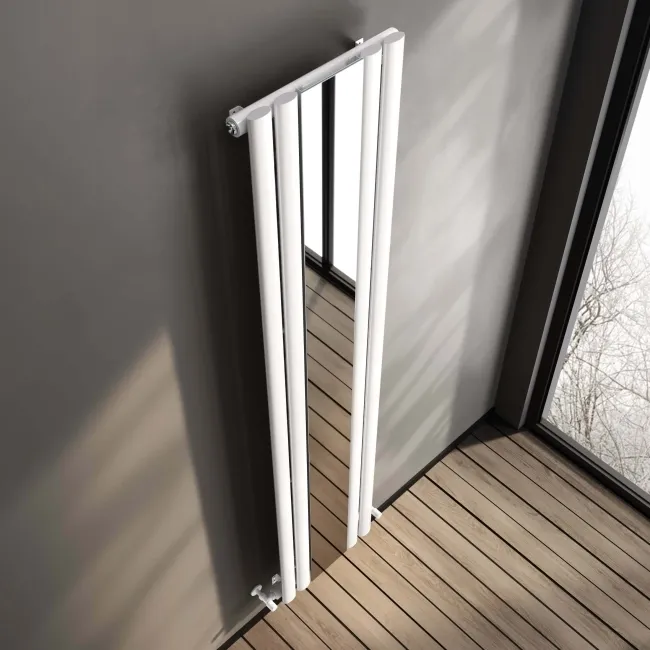 Marseille White Single Vertical Mirror Radiator 1800x380mm