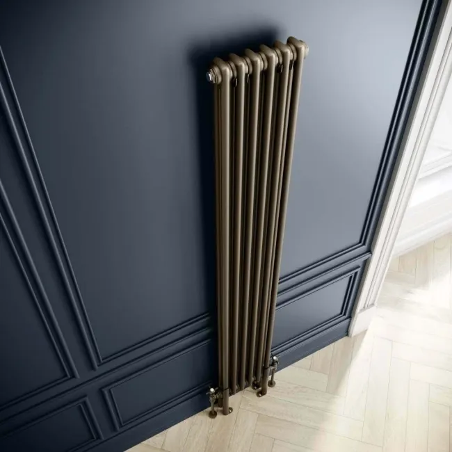 Athens Antique Gold Double Column Vertical Traditional Radiator 1800x290mm