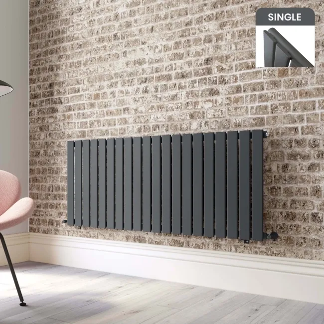 Faro Anthracite Single Flat Panel Horizontal Radiator 600x1400mm