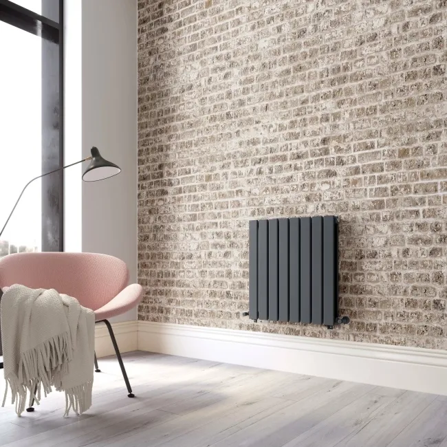 Faro Anthracite Double Flat Panel Horizontal Radiator 600x560mm