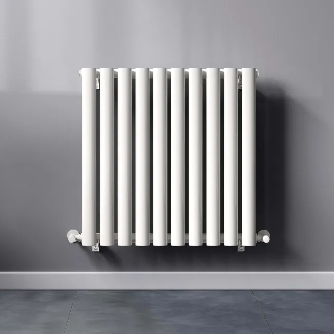Marbella White Double Oval Panel Radiator 600x600mm