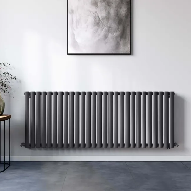 Marbella Anthracite Double Oval Panel Radiator 600x1620mm