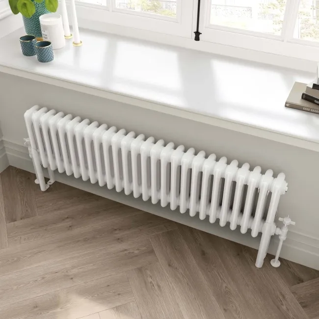 Athens White Triple Column Horizontal Traditional Radiator 300x1190mm