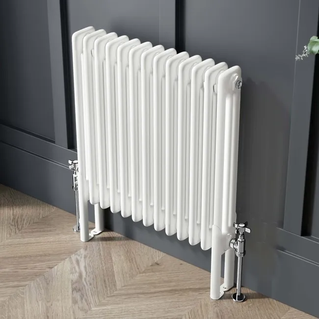 Athens White Triple Column Horizontal Traditional Radiator 600x605mm