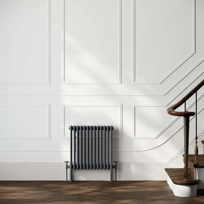 Athens Anthracite Triple Column Horizontal Traditional Radiator 600x605mm