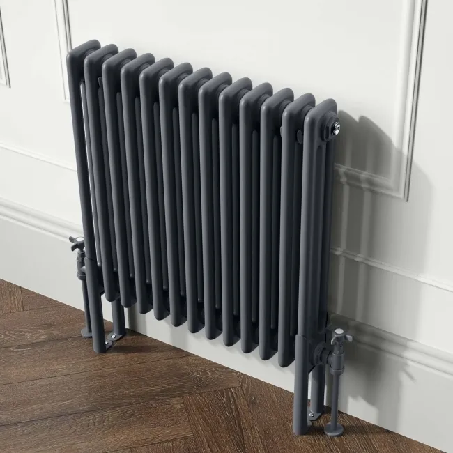 Athens Anthracite Triple Column Horizontal Traditional Radiator 600x605mm