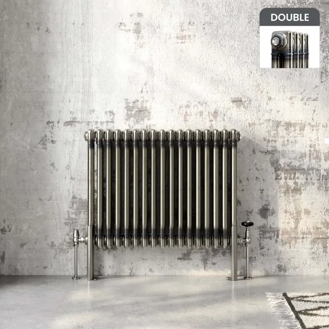 Athens Raw Metal Double Column Horizontal Traditional Radiator 600x785mm