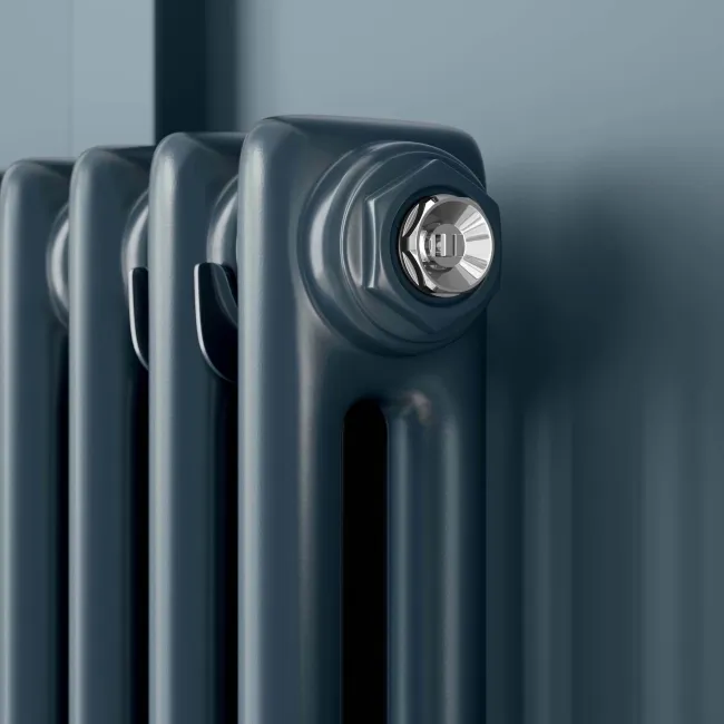 Athens Inky Blue Double Column Horizontal Traditional Radiator 600x605mm