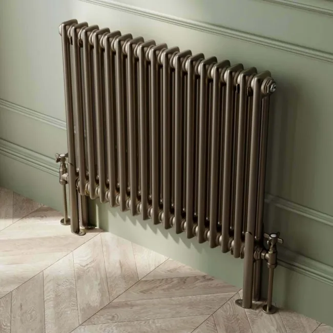 Athens Antique Gold Double Column Horizontal Traditional Radiator 600x785mm