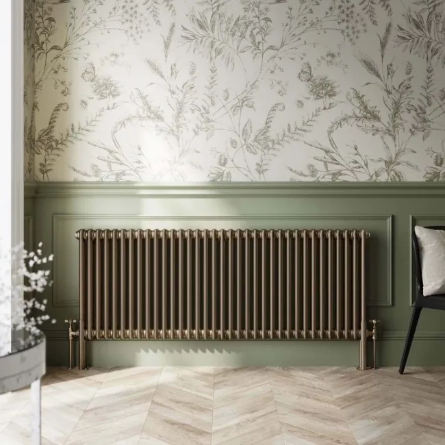 Athens Antique Gold Double Column Horizontal Traditional Radiator 600x1595mm