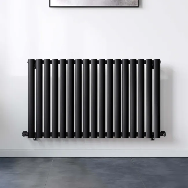 Marbella Matt Black Double Oval Panel Radiator 600x1020mm