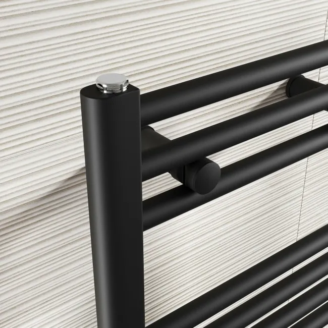 Naples Premium Matt Black Straight Heated Towel Rail 800x450mm