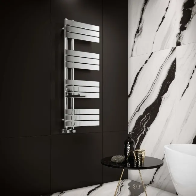 Seville Chrome Designer Flat Panel Heated Towel Rail 1200x450mm